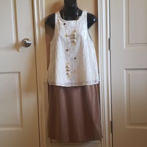 3 piece set, blouse, skirt, necklace. Medium